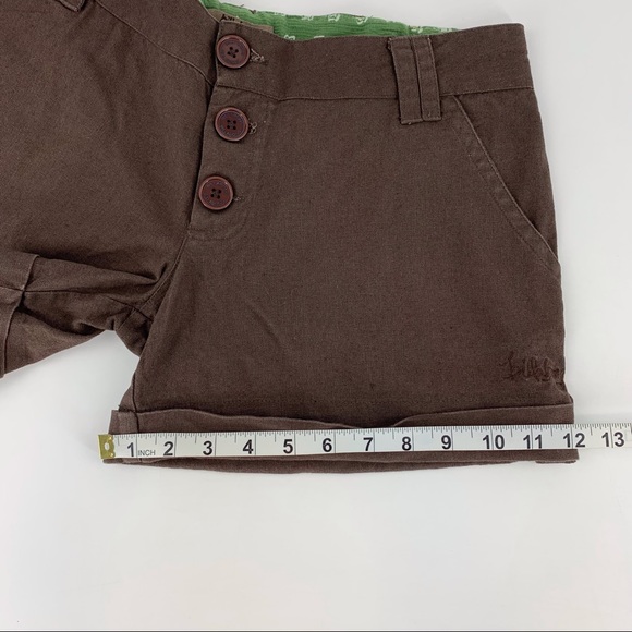 Billabong Brown Linen Blend Button Front Cuffed Shorts, 7 - Picture 12 of 15